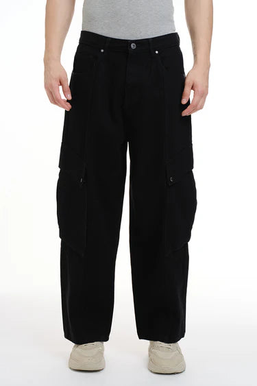 Black Cargo Denim Pants