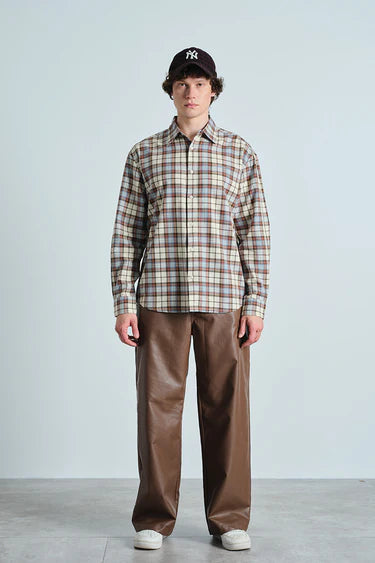Frosted Blue Plaid Casual Shirt